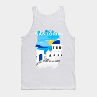 Santorini, Greece - retro travel poster Tank Top